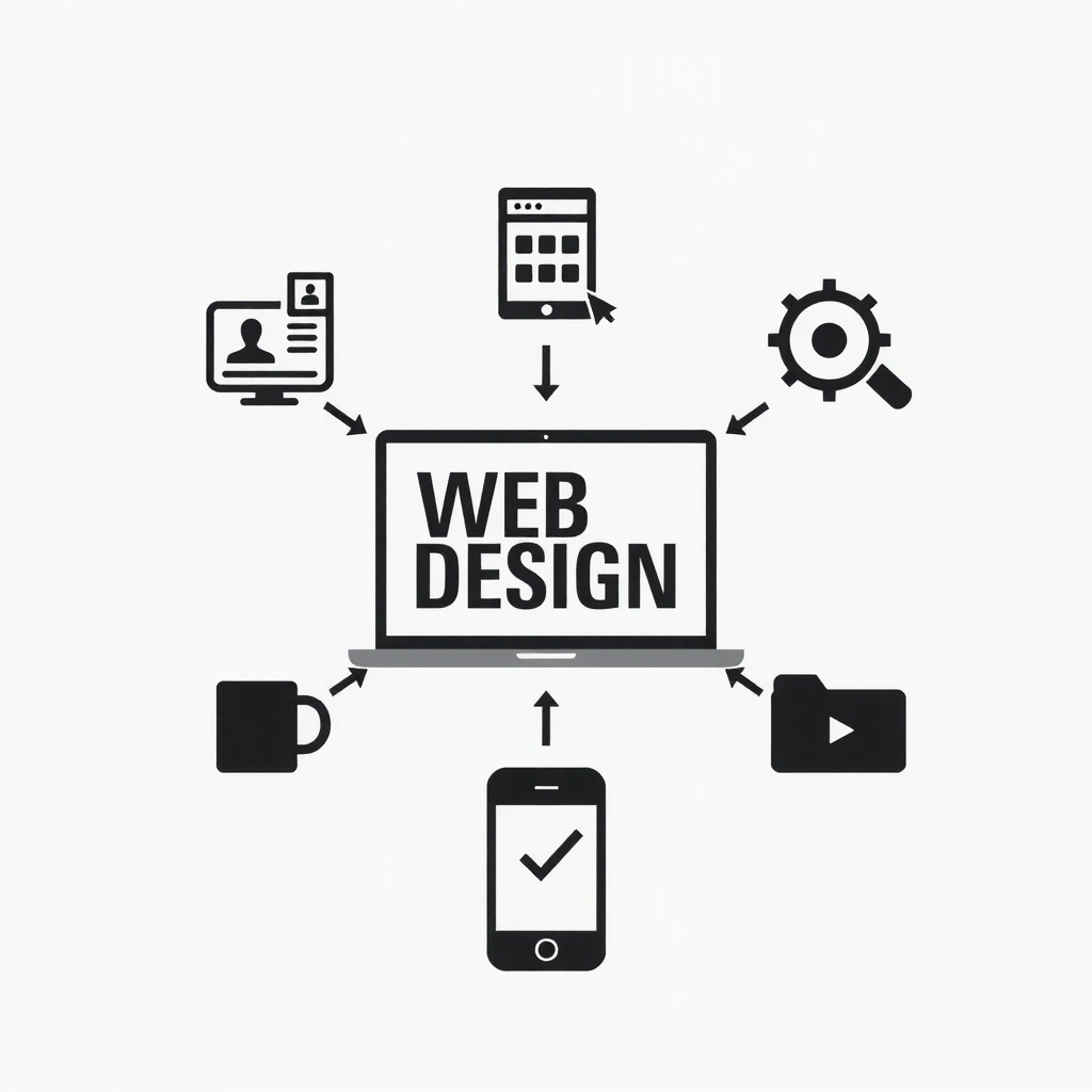Clean web design process illustration