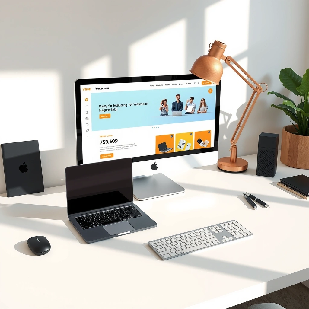 Modern minimalist web design workspace